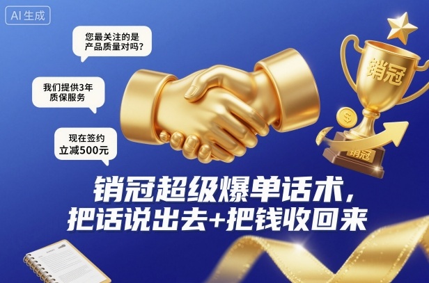 销冠超级爆单话术，把话说出去+把钱收回来-云网创