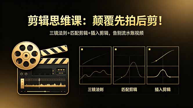 剪辑思维课：颠覆先拍后剪！三镜法则+匹配剪辑+插入剪辑，告别流水账视频-优优云网创