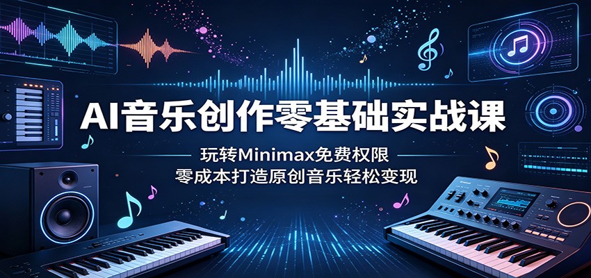AI音乐创作零基础实战课：玩转Minimax免费权限，零成本打造原创音乐轻松变现-优优云网创