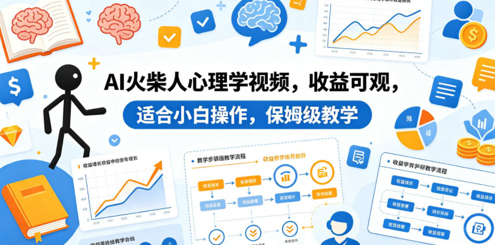 AI火柴人心理学视频，收益可观，适合小白操作，保姆级教学-优优云网创