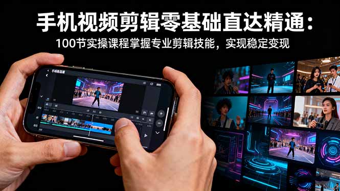 手机视频剪辑零基础直达精通：100节实操课程掌握专业剪辑技能，实现稳…-优优云网创