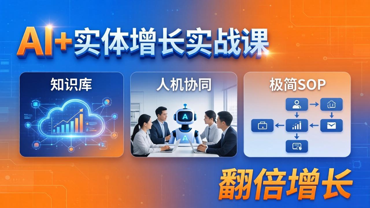 AI+实体增长实战课：知识库+人机协同+极简SOP，助力实体业务翻倍增长-优优云网创