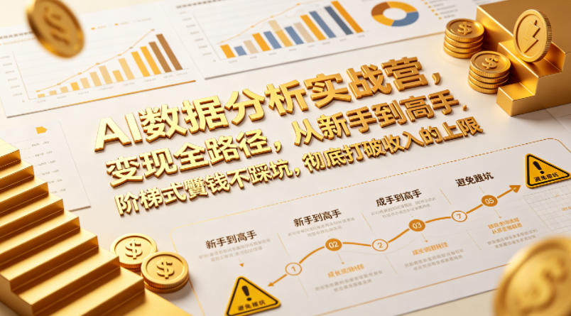 AI数据分析实战营，变现全路径，从新手到高手，阶梯式賺钱不踩坑，彻底打破收入的上限-优优云网创