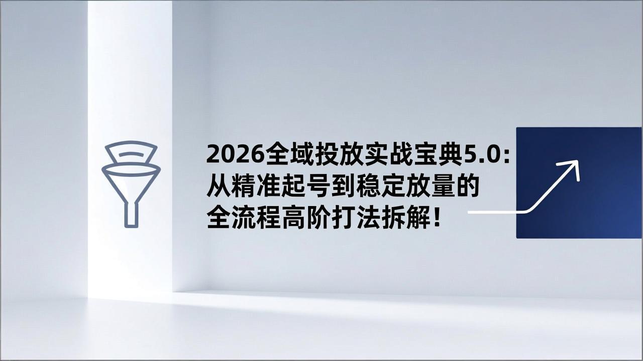 2026全域投放实战宝典5.0：从精准起号到稳定放量的全流程高阶打法拆解！-优优云网创