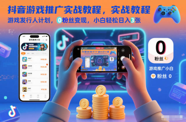 抖音游戏推广实战教程,游戏发行人计划,0粉丝变现,小白轻松日入3张-优优云网创