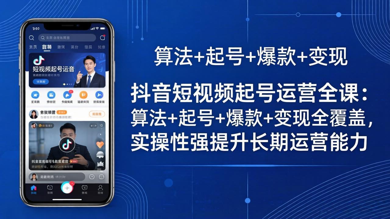 抖音短视频起号运营全课：算法+起号+爆款+变现全覆盖，实操性强提升长期运营能力-优优云网创