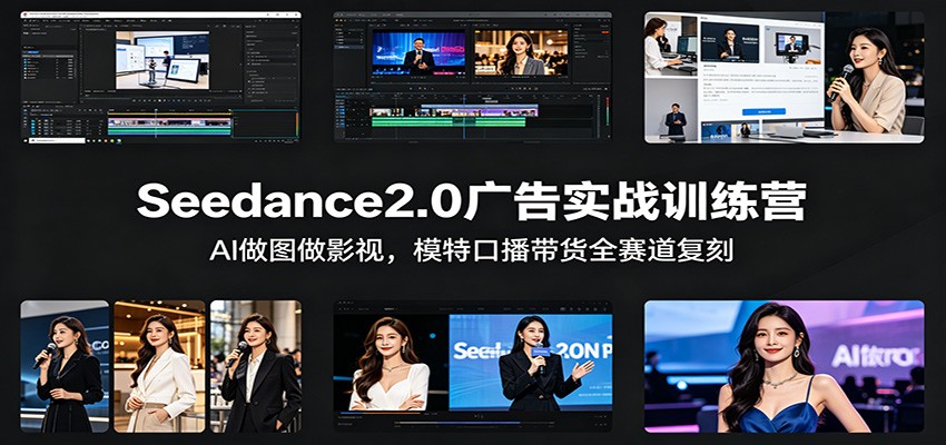 Seedance2.0广告实战训练营：AI做图做影视，模特口播带货全赛道复刻-优优云网创