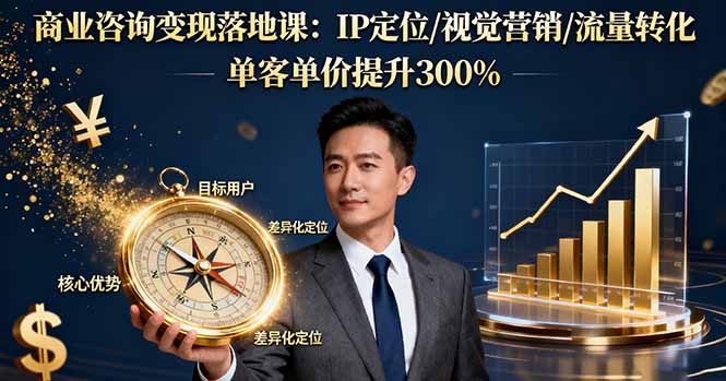 商业咨询变现落地课：IP定位/视觉营销/流量转化，单客单价提升300%-云网创