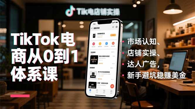 TikTok电商从0到1体系课，市场认知、店铺实操、达人广告，新手避坑稳赚美金-优优云网创