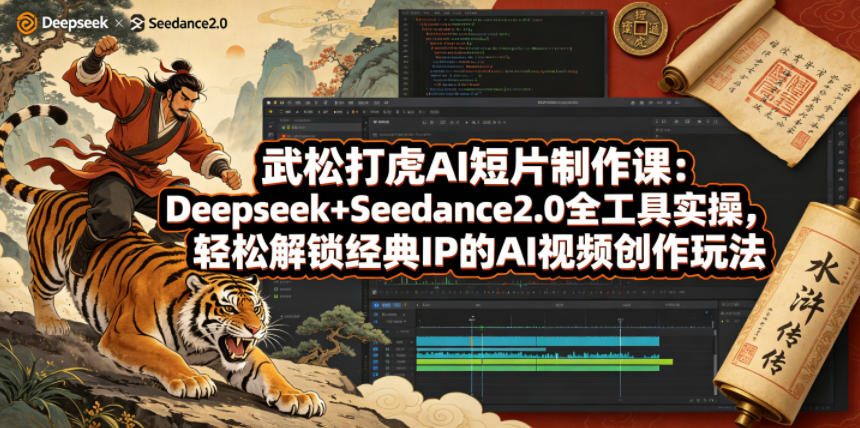 武松打虎AI短片制作课：Deepseek+Seedance2.0全工具实操，轻松解锁经典IP的AI视频创作玩法-优优云网创