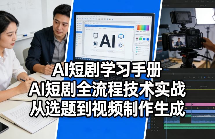 AI短剧学习手册，AI短剧全流程技术实战，从选题到视频制作生成-优优云网创