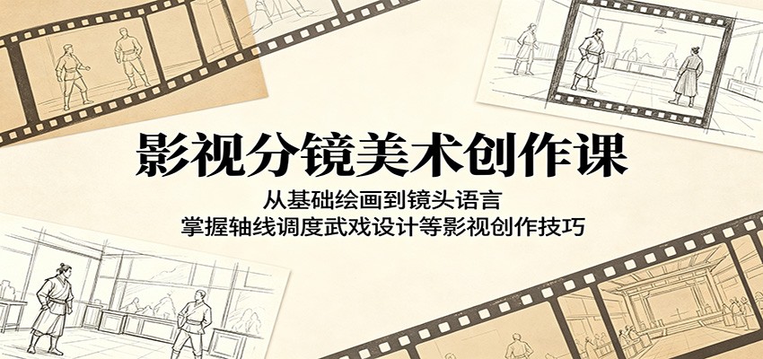 影视分镜美术创作课：从基础绘画到镜头语言，掌握轴线调度武戏设计等影视创作技巧-优优云网创