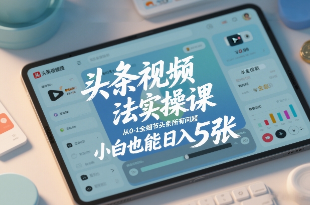 头条视频玩法实操课，从0-1全细节头条所有问题，小白也能日入5张-优优云网创