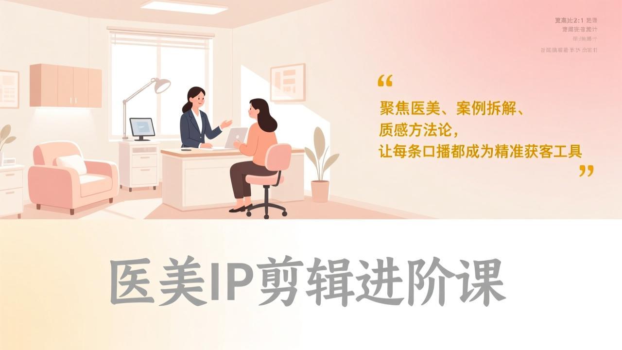 医美IP剪辑进阶课，聚焦医美、案例拆解、质感方法论，让每条口播都成为精准获客工具-优优云网创