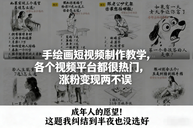 手绘画短视频制作教学，各个视频平台都很热门，涨粉变现两不误-优优云网创