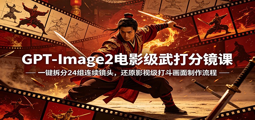 GPT-Image2电影级武打分镜课：一键拆分24组连续镜头，还原影视级打斗画面制作流程-优优云网创