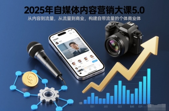 2025年自媒体内容营销大课5.0，从内容到流量，从流量到商业，构建自带流量的个体商业体-优优云网创