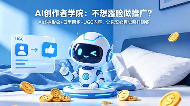 AI创作者学院：不想露脸做推广？AI虚拟形象+口型同步+UGC内容，让你安心睡觉照样赚钱-优优云网创