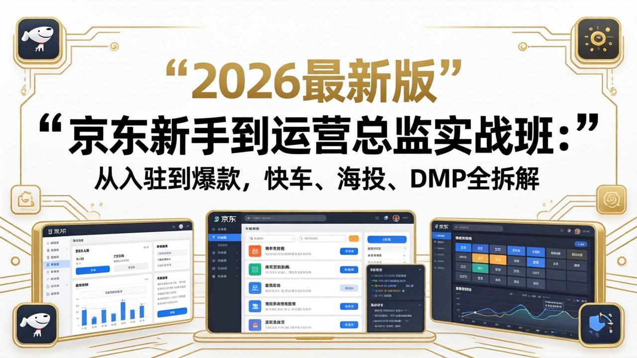 京东新手到运营总监实战班：从入驻到爆款，快车、海投、DMP全拆解，2026最新版-优优云网创