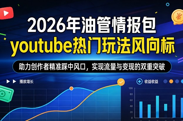 2026年油管情报包，youtube热门玩法风向标，助力创作者精准踩中风口，实现流量与变现的双重突破-优优云网创