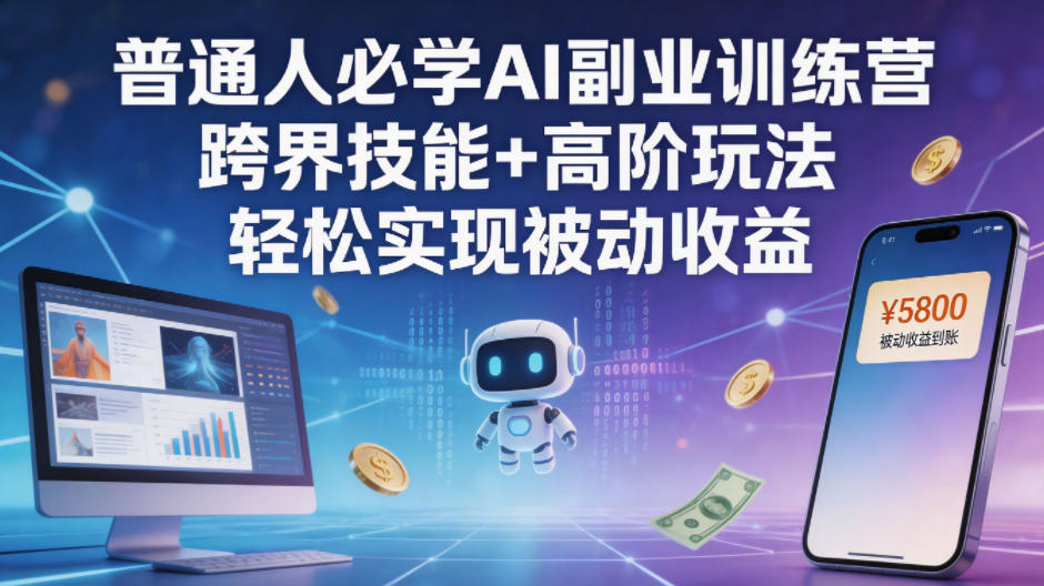 普通人必学AI副业训练营跨界技能+高阶玩法轻松实现被动收益-优优云网创