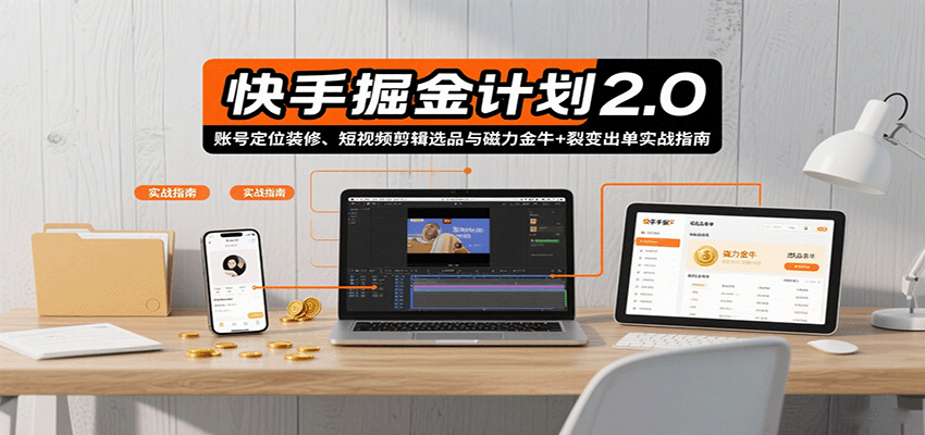 图片[1]-快手掘金计划2.0，账号定位装修、短视频剪辑选品与磁力金牛+裂变出单实战指南-优优云网创