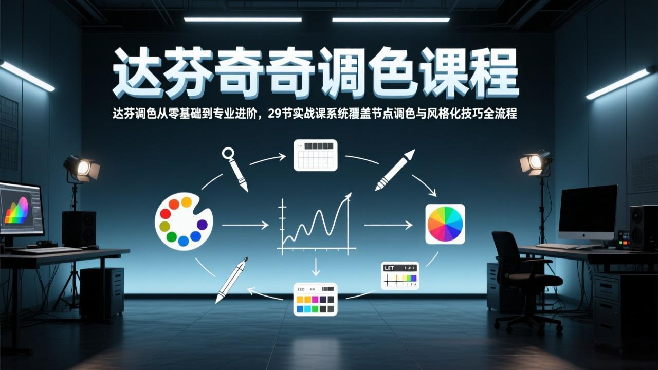 达芬奇调色从零基础到专业进阶，29节实战课系统覆盖节点调色与风格化技巧全流程-优优云网创