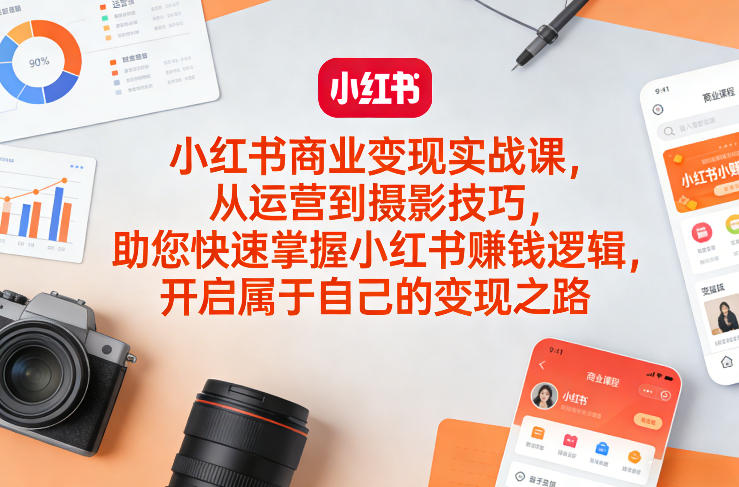 小红书商业变现实战课，从运营到摄影技巧，助您快速掌握小红书賺钱逻辑，开启属于自己的变现之路-优优云网创