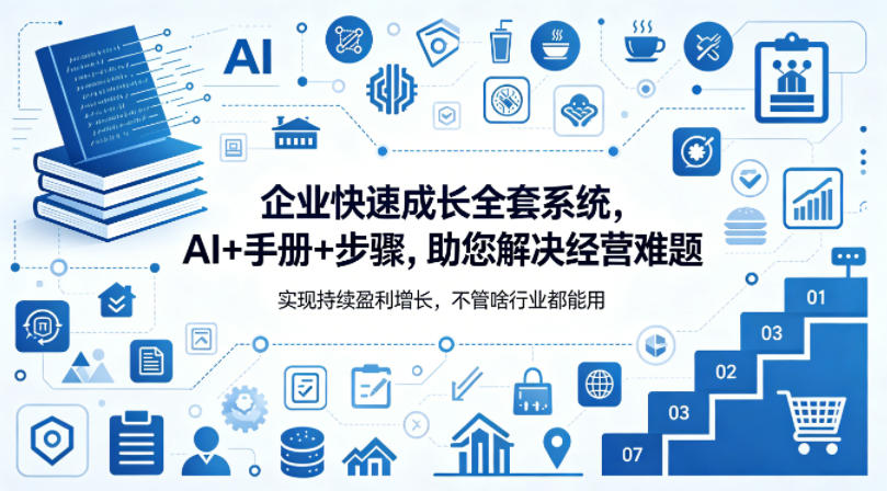 企业快速成长全套系统，AI+手册+步骤，助您解决经营难题，实现持续盈利增长，不管啥行业都能用-优优云网创