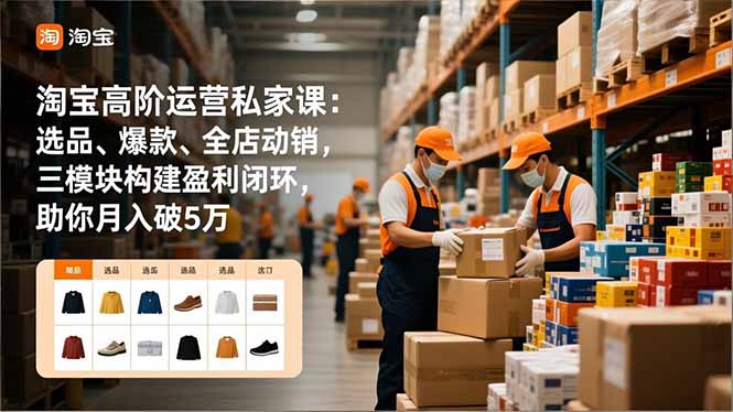 淘宝高阶运营私家课：选品、爆款、全店动销，三模块构建盈利闭环，助你月入破5万(更新12月-优优云网创