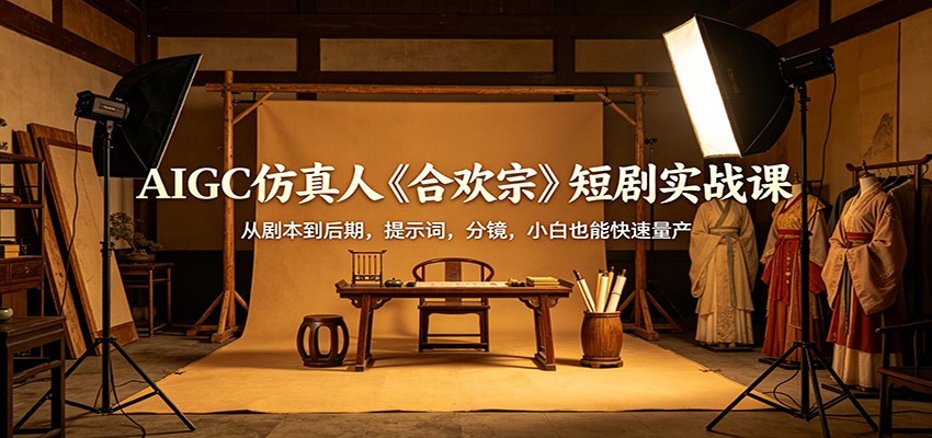 AIGC仿真人《合欢宗》短剧实战课：从剧本到后期，提示词，分镜，小白也能快速量产-优优云网创