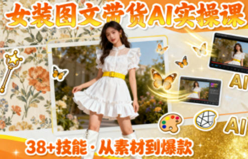 女装图文带货的AI实操课，覆盖38个实用技能，快速提升素材制作效率-云网创