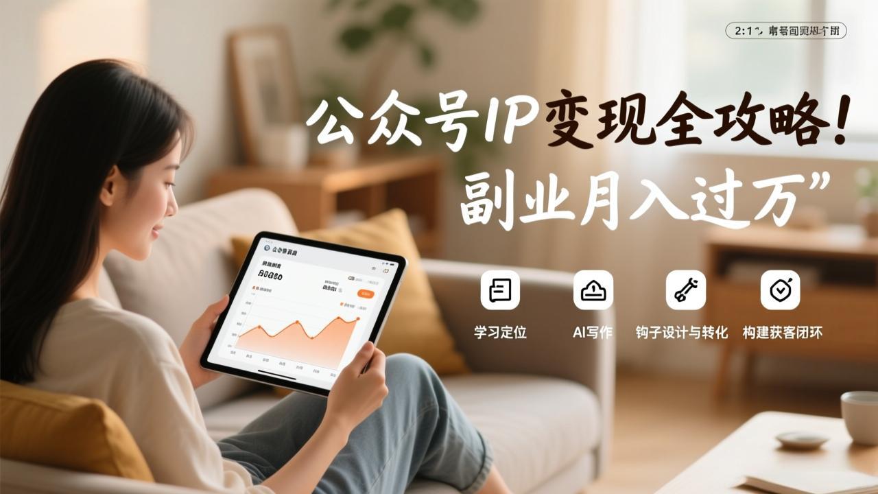公众号IP变现全攻略,学习定位、AI写作、钩子设计与转化,构建获客闭环,副业月入过万-优优云网创