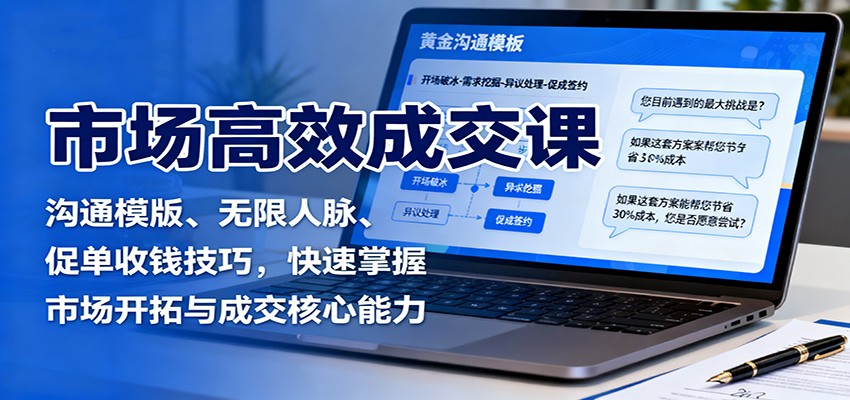 图片[1]-市场高效成交课：沟通模版、无限人脉、促单收钱技巧，快速掌握市场开拓与成交核心能力-优优云网创