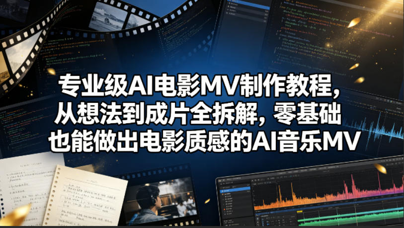 专业级AI电影MV制作教程，从想法到成片全拆解，零基础也能做出电影质感的AI音乐MV-优优云网创