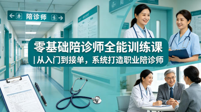 零基础陪诊师全能训练课｜从入门到接单，系统打造职业陪诊师-优优云网创