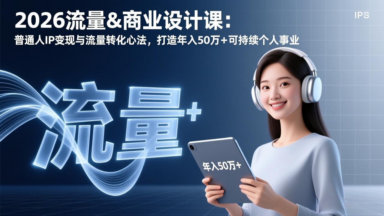 2026流量&商业设计课：普通人IP变现与流量转化心法，打造年入50万+可持续个人事业-优优云网创