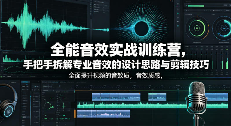 全能音效实战训练营，手把手拆解专业音效的设计思路与剪辑技巧，全面提升视频的音效质感-优优云网创