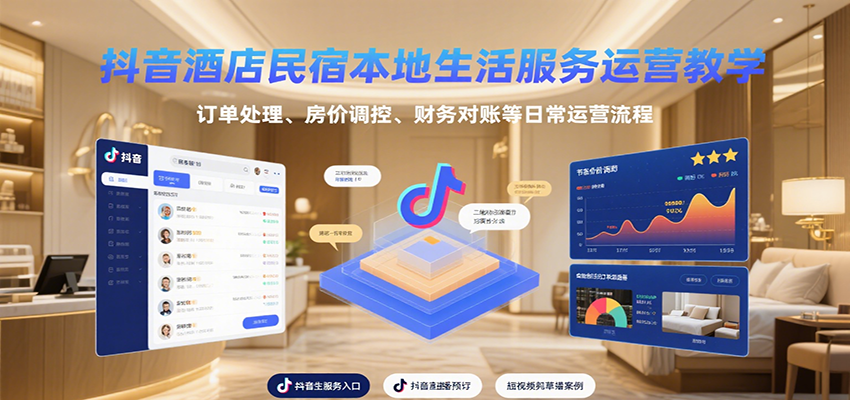 图片[1]-抖音酒店民宿本地生活服务运营教学，订单处理、房价调控、财务对账等日常运营流程-优优云网创