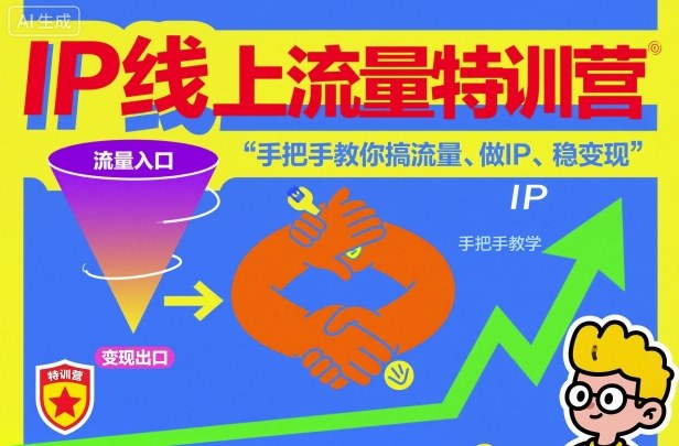 IP线上流量特训营，手把手教你搞流量、做IP、稳变现-云网创