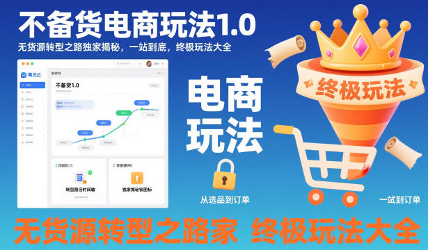 不备货电商玩法1.0，无货源转型之路独家揭秘，一站到底，终极玩法大全-焱冰网创资源库