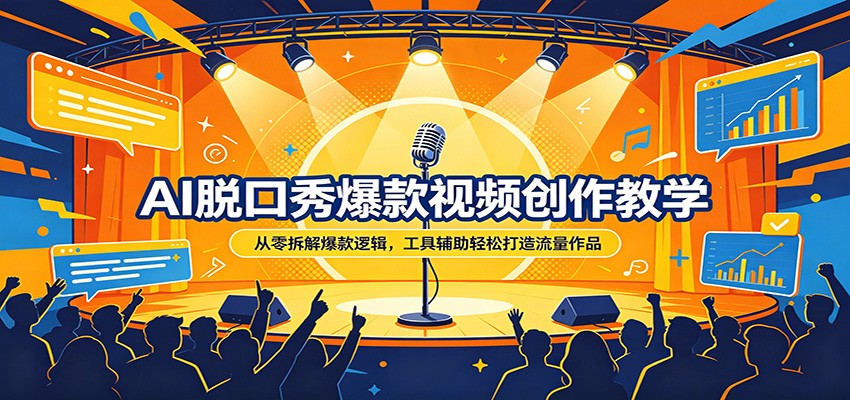 AI脱口秀爆款视频创作教学：从零拆解爆款逻辑，工具辅助轻松打造流量作品-优优云网创