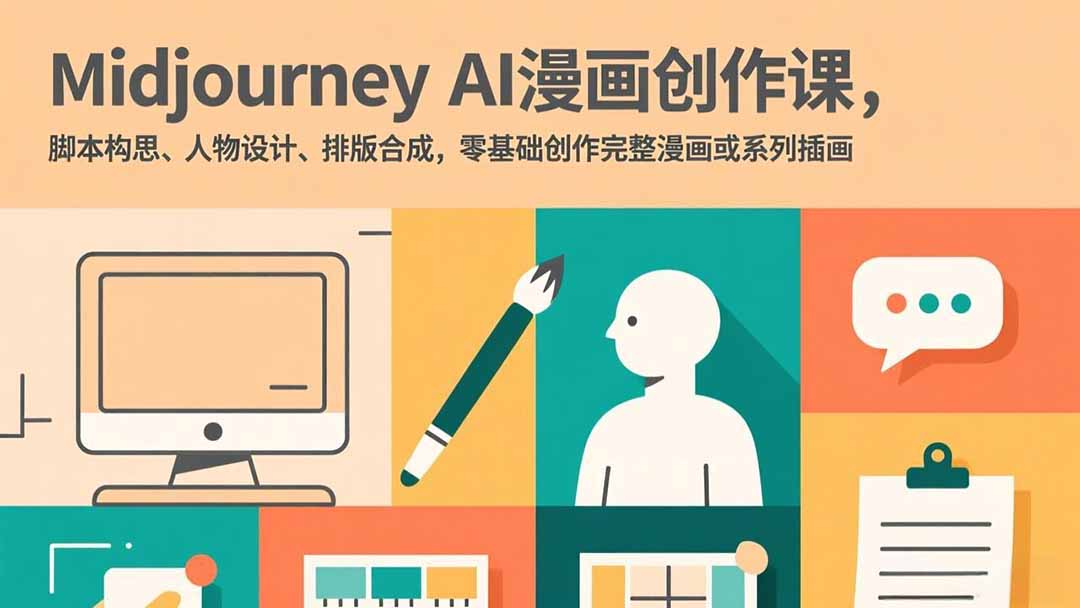 Midjourney AI漫画创作课,脚本构思、人物设计、排版合成,零基础创作完整漫画或系列插画-优优云网创