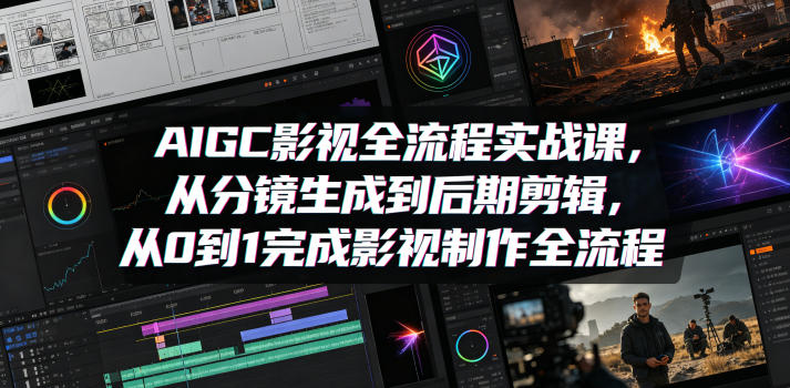 AIGC影视全流程实战课，从分镜生成到后期剪辑，从0到1完成影视制作全流程-优优云网创