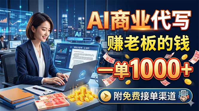 AI商业代写，赚老板的钱，一单1000+，附免费接单渠道-优优云网创