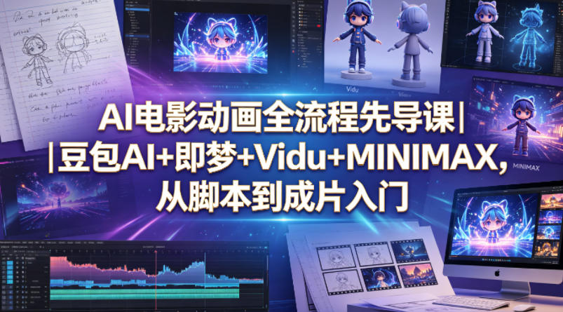 AI电影动画全流程先导课｜豆包AI+即梦+Vidu+MINIMAX，从脚本到成片入门-优优云网创