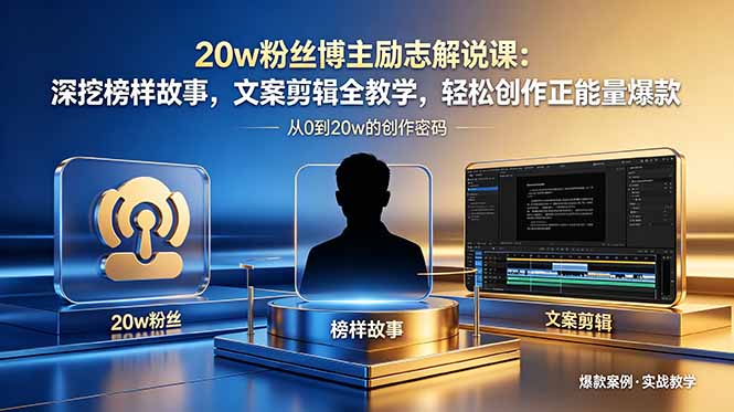 20w粉丝博主励志解说课：深挖榜样故事，文案剪辑全教学，轻松创作正能量爆款-优优云网创