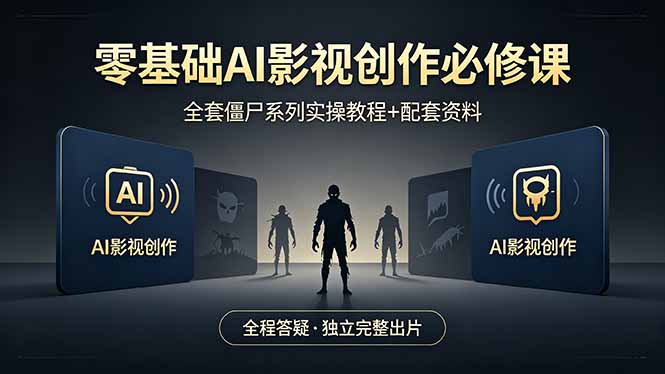 零基础AI影视创作必修课，全套僵尸系列实操教程加配套资料，全程答疑带你独立完整出片-优优云网创
