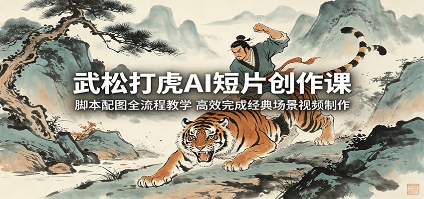 武松打虎AI短片创作课：脚本配图全流程教学，高效完成经典场景视频制作-优优云网创