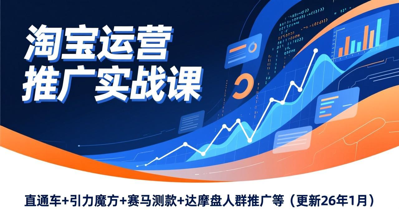 淘宝运营推广实战课，直通车+引力魔方+赛马测款+达摩盘人群推广等(更新26年1月-优优云网创